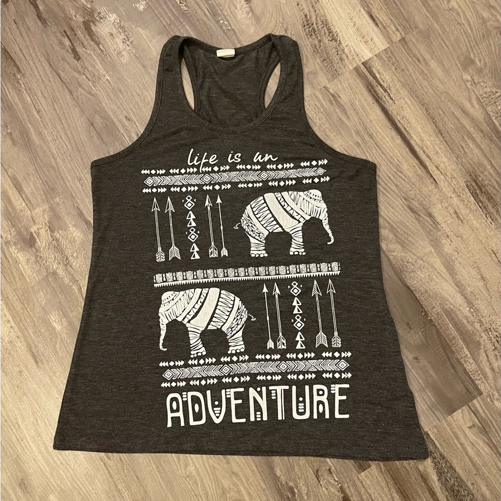 Gray Adventure Graphic Tank Top